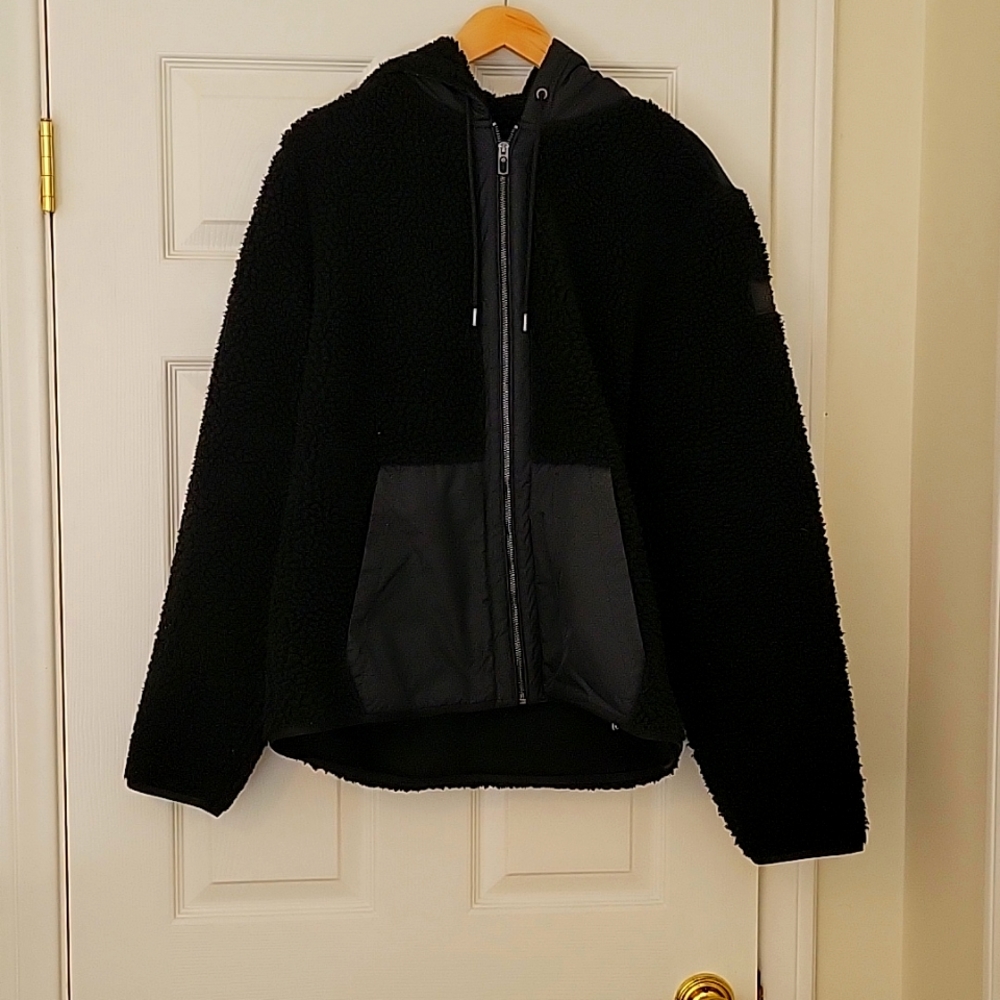Michael Kors Black Zip Up Fleece Jacket Large